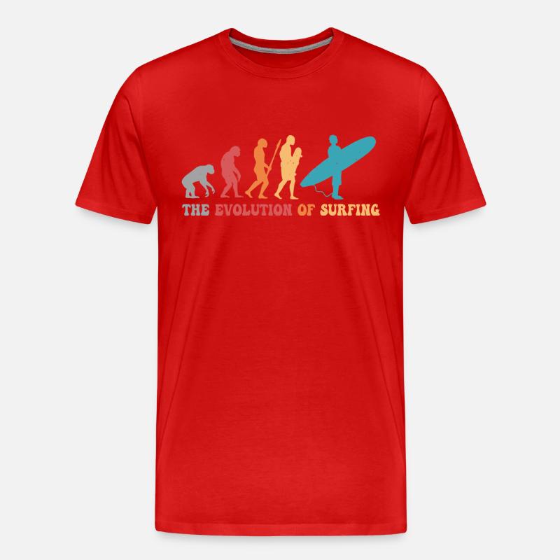 Surf-Evolution des Surfens Surfer-Humor - Männer Premium Bio T-Shirt - Rot