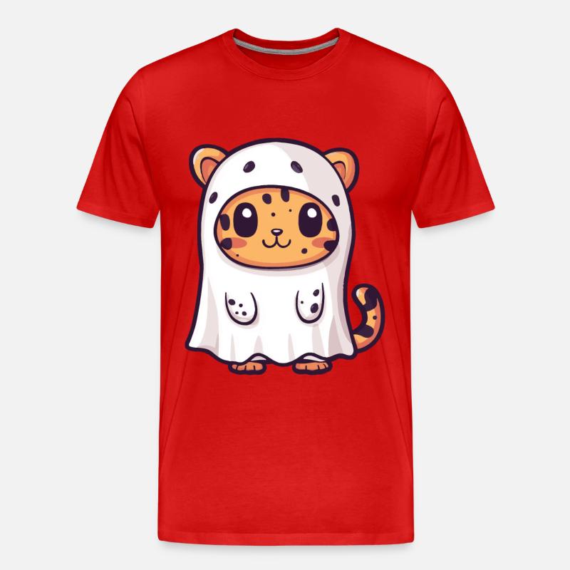 Leopard Halloween Comic Geist - Männer Premium Bio T-Shirt - Rot