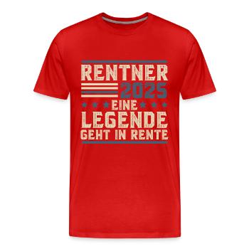Rentner 2025 Eine Legende geht in Rente - Männer Premium Bio T-Shirt - Rot - Vorne - Damien (186cm)
