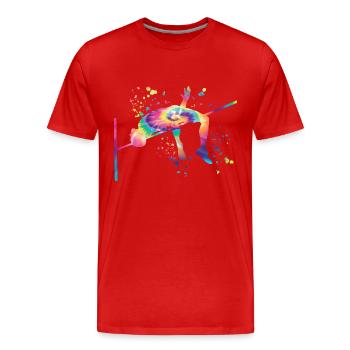 Saut en hauteur Aquarelle Saut en hauteur - T-shirt bio Premium Homme - rouge - Devant - Damien (186cm)