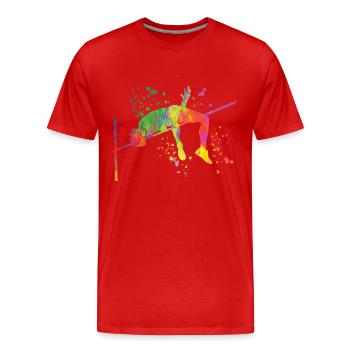 Saut en hauteur Aquarelle Saut en hauteur - T-shirt bio Premium Homme - rouge - Devant - Damien (186cm)
