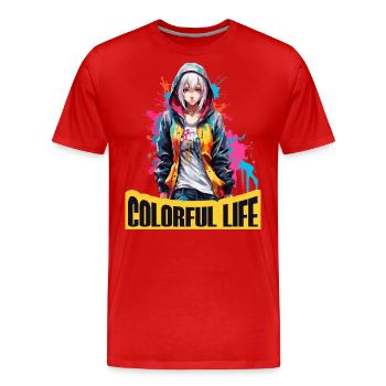 Fille d’anime avec des taches de couleur - T-shirt bio Premium Homme - rouge - Devant - Damien (186cm)