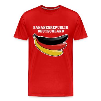 Bananenrepublik Deutschland Satire - Männer Premium Bio T-Shirt - Rot - Vorne - Damien (186cm)