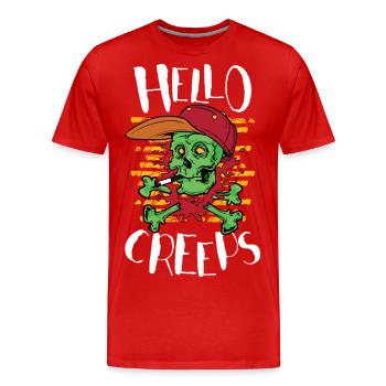Hallo Creeps - Männer Premium Bio T-Shirt - Rot - Vorne - Damien (186cm)