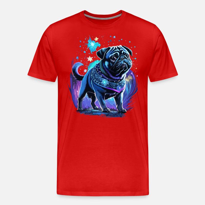 Mitternachtszauber Mops Hund - Männer Premium Bio T-Shirt - Rot