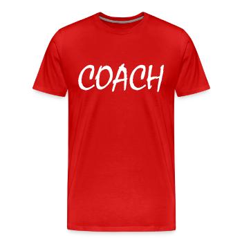 coach - Men's Premium Organic T-Shirt - red - Front - Damien (186cm)