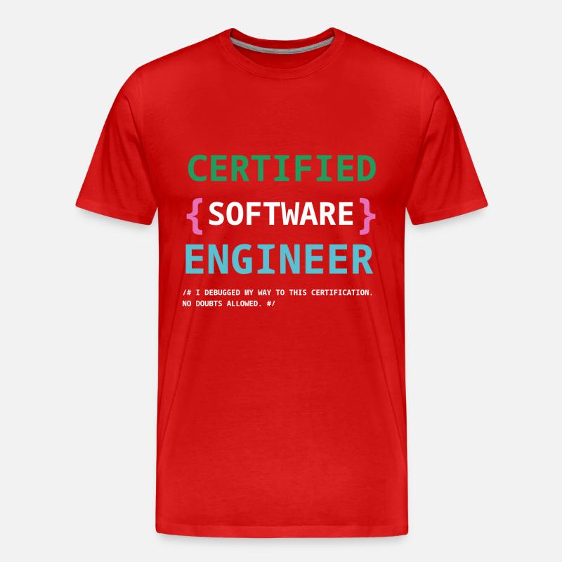 Funny Certified Software engineer - T-shirt bio Premium Homme - rouge