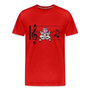 Musik Liebe Kuh im Glück in Noten - Männer Premium Bio T-Shirt - Rot - Vorne - Damien (186cm)