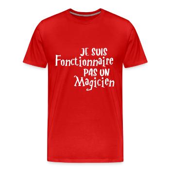 Fonctionnaire Humoristique Fonctionnaire - T-shirt bio Premium Homme - rouge - Devant - Damien (186cm)