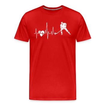 Eishockey Eishockey Herzschlag - Männer Premium Bio T-Shirt - Rot - Vorne - Damien (186cm)