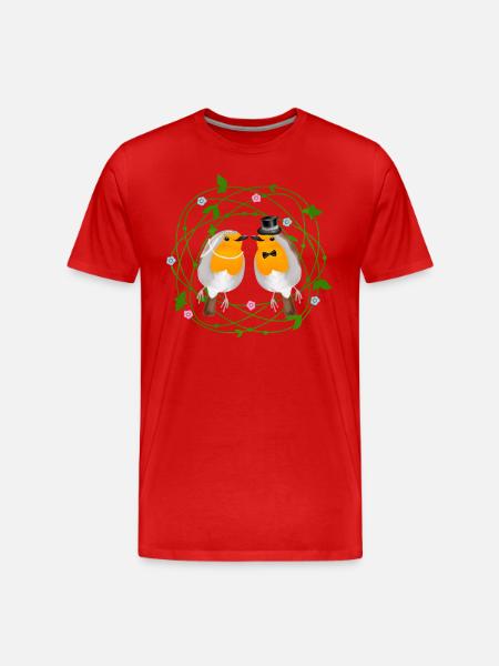 Robin Bird Wedding - Men's Premium Organic T-Shirt - red