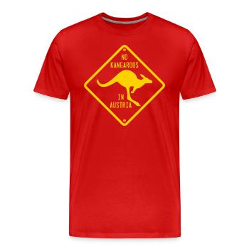 No Kangaroos in Austria Road Sign - Men's Premium Organic T-Shirt - red - Front - Damien (186cm)