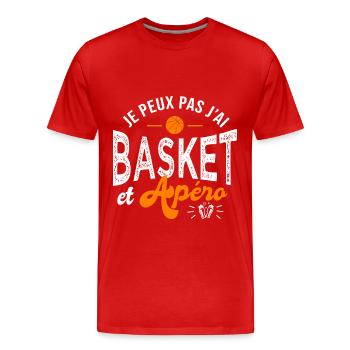 je peux pas j ai basket et apéro Humour basketball - T-shirt bio Premium Homme - rouge - Devant - Damien (186cm)