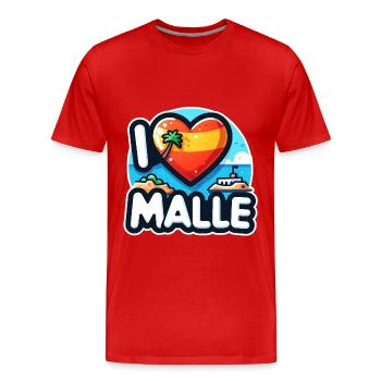 I Love Malle Majorque Vacances Bière Espagne Vacances - T-shirt bio Premium Homme - rouge - Devant - Damien (186cm)