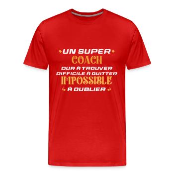 Coach sportif coach homme super coach - Men's Premium Organic T-Shirt - red - Front - Damien (186cm)