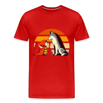 Conte de fées Le Petit Chaperon Rouge et la Forêt des Loup Mignon - T-shirt bio Premium Homme - rouge - Devant - Damien (186cm)