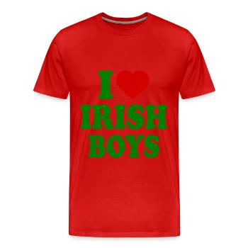 I love irish boys - Männer Premium Bio T-Shirt - Rot - Vorne - Damien (186cm)
