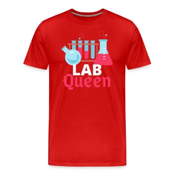 Königin des Labors, Queen of the lab - T-shirt bio Premium Homme - rouge - Devant - Damien (186cm)