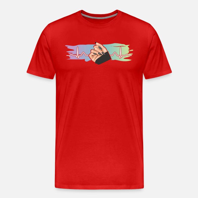 Heartbeat Naildesign Nagelstudio Tech - Männer Premium Bio T-Shirt - Rot