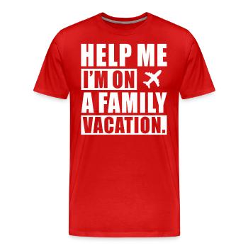 Au secours, je suis en vacances en famille - T-shirt bio Premium Homme - rouge - Devant - Damien (186cm)