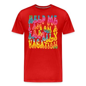 Au secours, je suis en vacances en famille - T-shirt bio Premium Homme - rouge - Devant - Damien (186cm)