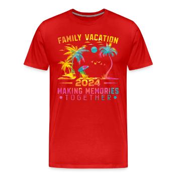 Sommer Familienurlaub 2024 - Männer Premium Bio T-Shirt - Rot - Vorne - Damien (186cm)