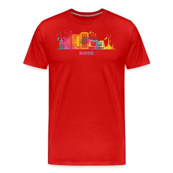 Boisean Skyline Buntes Stadtbild Boise - Männer Premium Bio T-Shirt - Rot - Vorne - Damien (186cm)