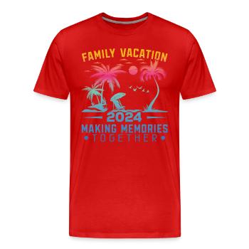 Sommer Familienurlaub 2024 - Männer Premium Bio T-Shirt - Rot - Vorne - Damien (186cm)