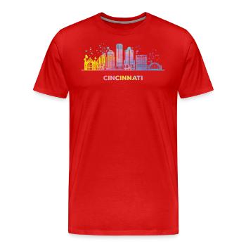Cincinnatian Skyline Cincinnati - Men's Premium Organic T-Shirt - red - Front - Damien (186cm)