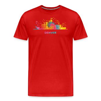 Denverites Skyline Denver - Männer Premium Bio T-Shirt - Rot - Vorne - Damien (186cm)