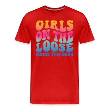 Girls On The Loose Mums Trip 2024 (en anglais seulement) - T-shirt bio Premium Homme - rouge - Devant - Damien (186cm)