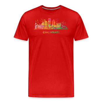 Cincinnatian Skyline Cincinnati - Men's Premium Organic T-Shirt - red - Front - Damien (186cm)