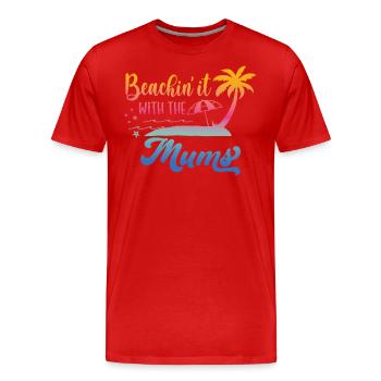 Beach holiday with the mothers at the weekend - Men's Premium Organic T-Shirt - red - Front - Damien (186cm)