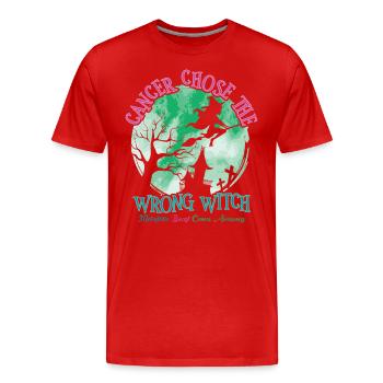 Krebs Hexe Metastasierender Brustkrebs - Männer Premium Bio T-Shirt - Rot - Vorne - Damien (186cm)
