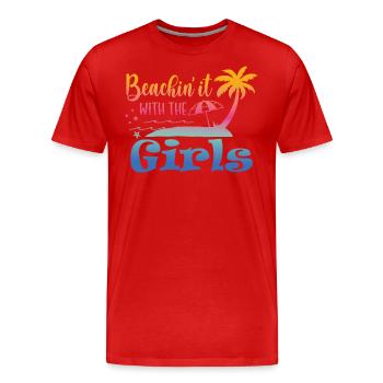 Week-end à la plage avec le voyage entre filles - T-shirt bio Premium Homme - rouge - Devant - Damien (186cm)