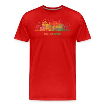 Columbusite Skyline Columbus - T-shirt bio Premium Homme - rouge - Devant - Damien (186cm)