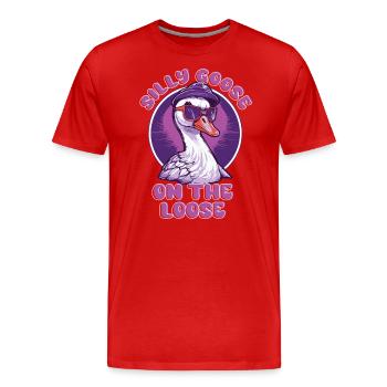 The stupid goose on the loose - Men's Premium Organic T-Shirt - red - Front - Damien (186cm)