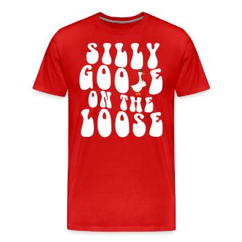 The stupid goose on the loose - Men's Premium Organic T-Shirt - red - Front - Damien (186cm)