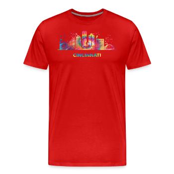Cincinnatian Skyline Cincinnati - Männer Premium Bio T-Shirt - Rot - Vorne - Damien (186cm)