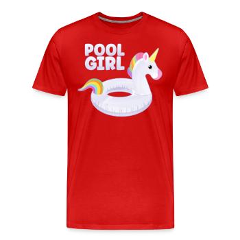 Piscine Fille Licorne Floatie Piscine - T-shirt bio Premium Homme - rouge - Devant - Damien (186cm)