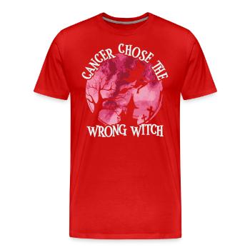 Witch Burgundy White Head and Neck Cancer - Men's Premium Organic T-Shirt - red - Front - Damien (186cm)
