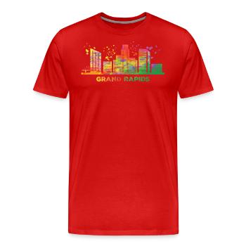 Ligne d’horizon de Grand Rapidian Grand Rapids - T-shirt bio Premium Homme - rouge - Devant - Damien (186cm)