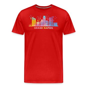 Ligne d’horizon de Grand Rapidian Grand Rapids - T-shirt bio Premium Homme - rouge - Devant - Damien (186cm)