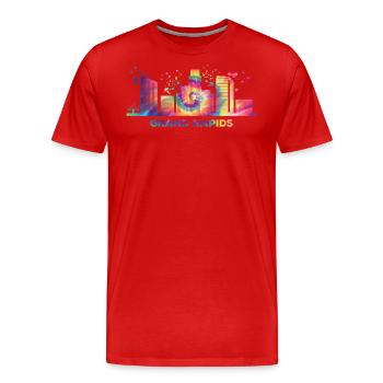 Ligne d’horizon de Grand Rapidian Grand Rapids - T-shirt bio Premium Homme - rouge - Devant - Damien (186cm)