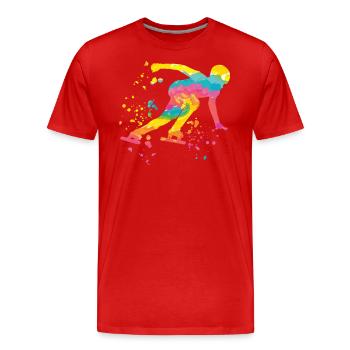 Speed skater Sportswoman Speed Skating - Men's Premium Organic T-Shirt - red - Front - Damien (186cm)