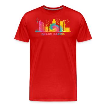 Ligne d’horizon de Grand Rapidian Grand Rapids - T-shirt bio Premium Homme - rouge - Devant - Damien (186cm)