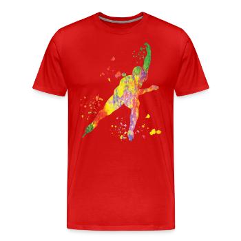 Speed skater Sportswoman Speed Skating - Men's Premium Organic T-Shirt - red - Front - Damien (186cm)