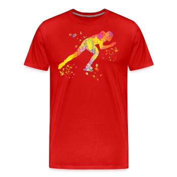 Speed skater Sportswoman Speed Skating - Men's Premium Organic T-Shirt - red - Front - Damien (186cm)
