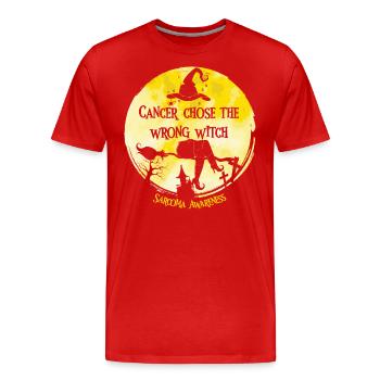 Sensibilisation au sarcome jaune de la sorcière cancéreuse - T-shirt bio Premium Homme - rouge - Devant - Damien (186cm)
