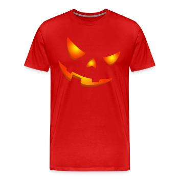 Fröhliches Halloween Kürbisgesicht - Männer Premium Bio T-Shirt - Rot - Vorne - Damien (186cm)